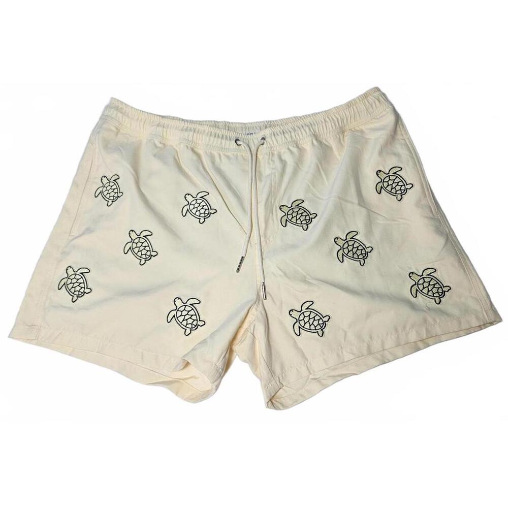 Patch Men's Butter Yellow Turtle‎ Swim Novelty Shorts Resortwear Coastal Vibes
